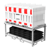 SET | with 20 panel fence | and 21 base plates | on storage and transport traverse | with lamp adapter | with red/white foil, type RA2/B | type of barrier NOX white